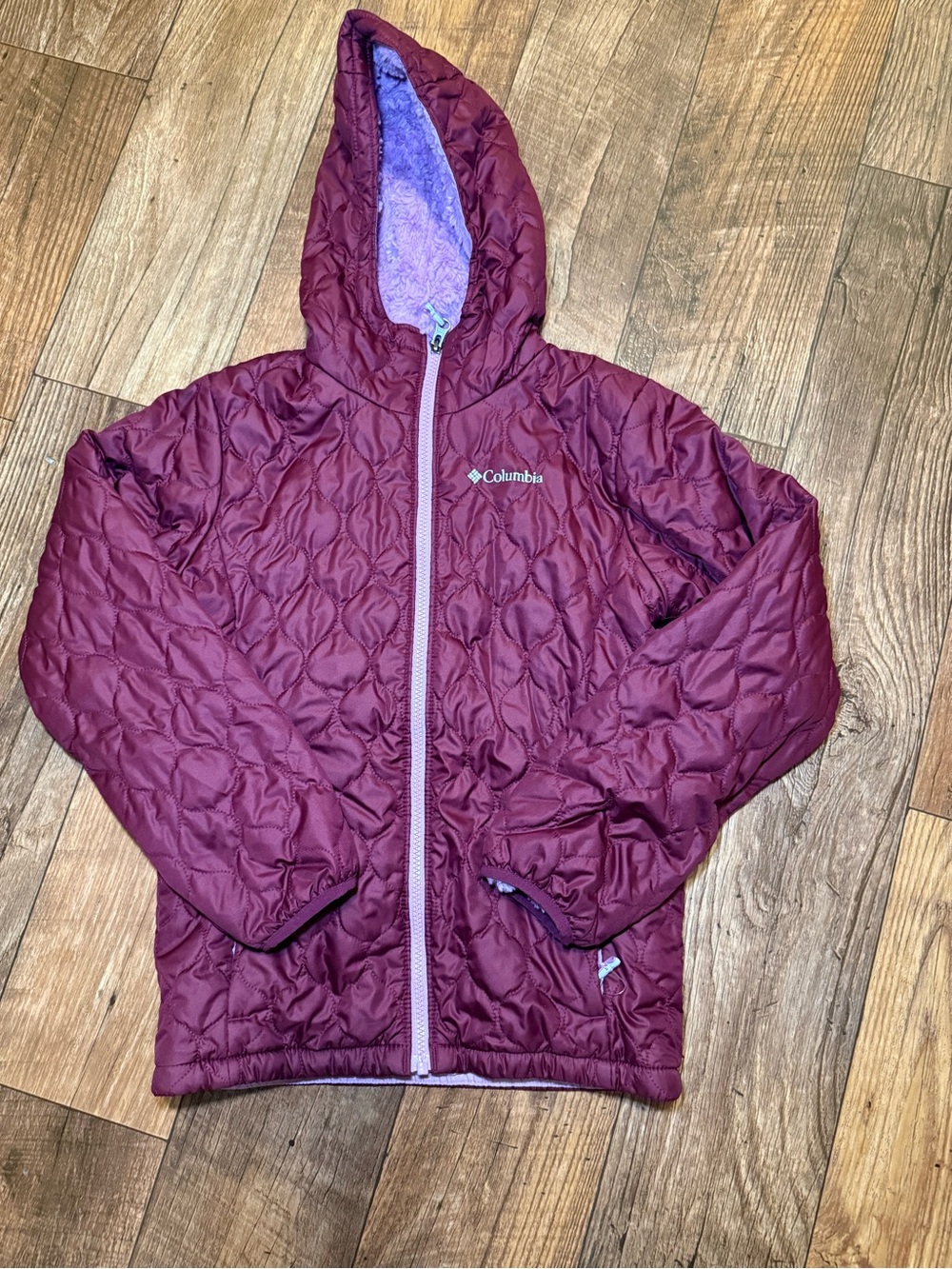 Columbia Kids Maroon Quilted Hooded Puffer Jacket